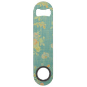 ヴィンテージ春フローラティール（緑がかった色）パターン スピード栓抜き (正面)