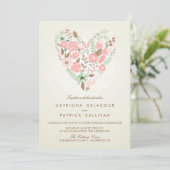 ヴィンテージ春フローラハート結婚式招待状 招待状 (スタンド正面)