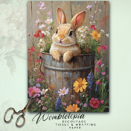 ヴィンテージ春フローラバニーのバ素朴ケット 薄葉紙