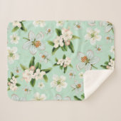 ヴィンテージ春フローラ花模様 シェルパブランケット (正面(横))