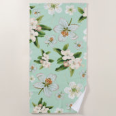 ヴィンテージ春フローラ花模様 ビーチタオル (正面)