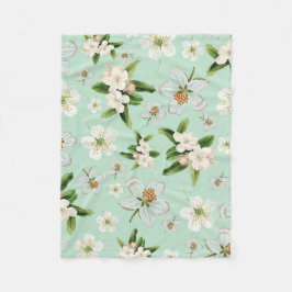 ヴィンテージ春フローラ花模様 フリースブランケット