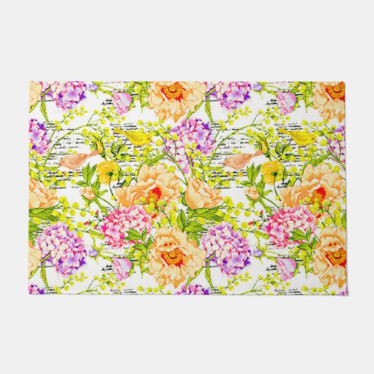 ヴィンテージ春フローラ ドアマット (正面)