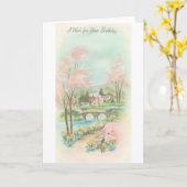 ヴィンテージ春メドウ誕生日ウィッシュ カード (黄色い花)