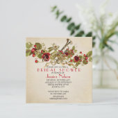 ヴィンテージ春レッドローゼズミュージックブライダルシャワー 招待状 (スタンド正面)