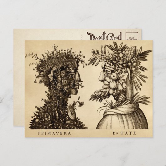 ヴィンテージ春及び夏アートはがき ポストカード (正面/裏面)