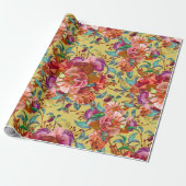 ヴィンテージ春水彩明るい赤紫色開花 ラッピングペーパー (アンロールド)