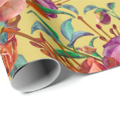 ヴィンテージ春水彩明るい赤紫色開花 ラッピングペーパー (ロールコーナー)