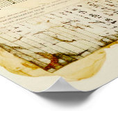 ヴィンテージ春白色フローラ退色紙 ポスター (角)