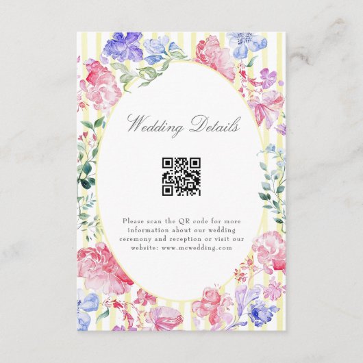 ヴィンテージ春結婚フローラの詳細QRコード エンクロージャーカード (正面)