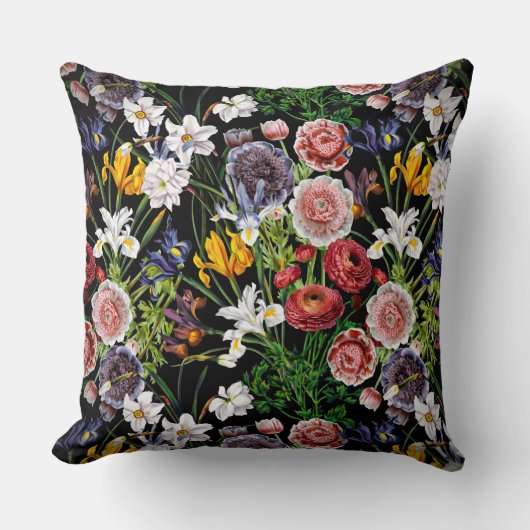 ヴィンテージ春花柄 クッション (正面)