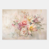 ヴィンテージ春花模様母の日 ラッピングペーパーシート (正面2)