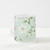 ヴィンテージ春花模様 フロストグラスマグカップ (正面左)