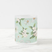 ヴィンテージ春花模様 フロストグラスマグカップ (中央)