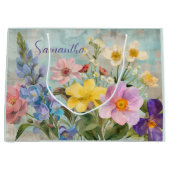 ヴィンテージ春花模様 ラージペーパーバッグ (正面)