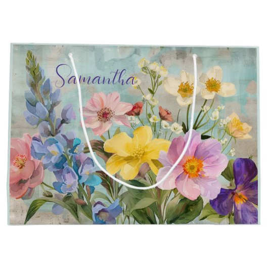 ヴィンテージ春花模様 ラージペーパーバッグ (裏面)