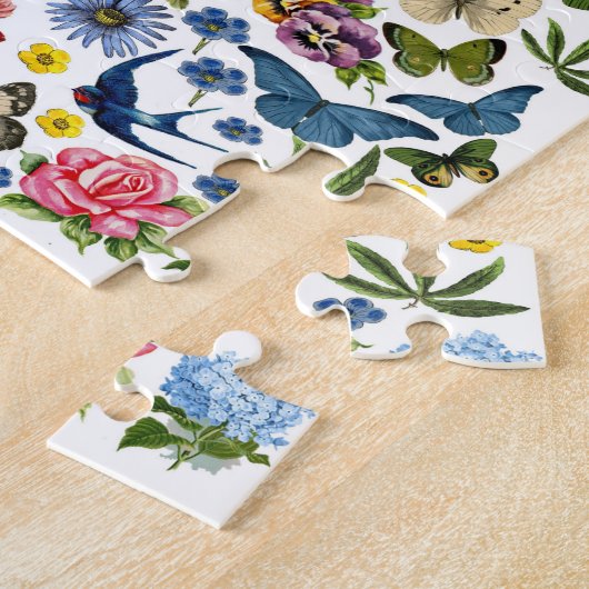 ヴィンテージ春花茎蝶ガーデン ジグソーパズル (側面)