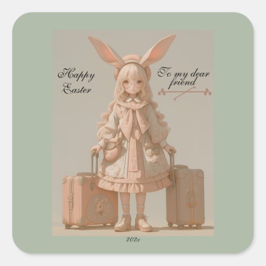 ヴィンテージ春、イースター、 スクエアシール (正面)