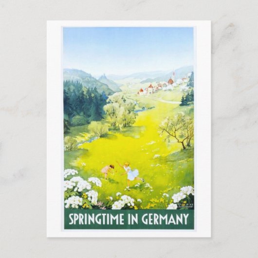 ヴィンテージ春inドイツ旅行ポスター ポストカード (正面)