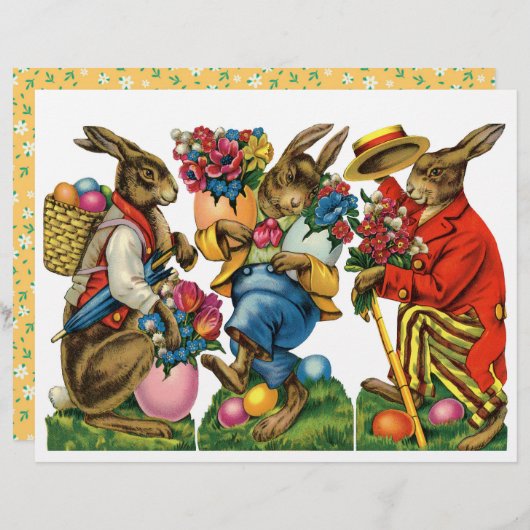 ヴィンテージ時代のウサギビクトリアン像 (正面/裏面)