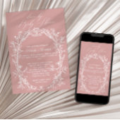 ヴィンテージ時代を超越したフローラピンクドライブバイベビーシャワー 招待状