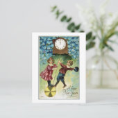 ヴィンテージ時計が真夜中に回る ポストカード (スタンド正面)