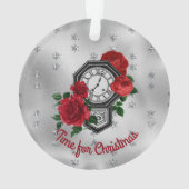 ヴィンテージ時計とバラ時間クリスマス・セラミ オーナメント (裏面)