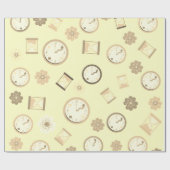 ヴィンテージ時計と花パーティー ラッピングペーパー (フラット)