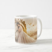 ヴィンテージ時計と蝶の花嫁 永遠のマグカップ コーヒーマグカップ (正面右)
