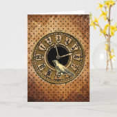 ヴィンテージ時計と鳥のグリーティングカード カード (黄色い花)