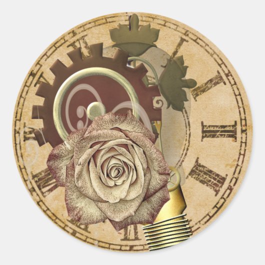 ヴィンテージ時計のコラージュ ラウンドシール (正面)