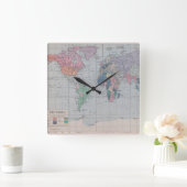 ヴィンテージ時計の地図 スクエア壁時計 (ホーム)