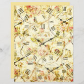 ヴィンテージ時計丁合スクラップブック紙 (正面/裏面)