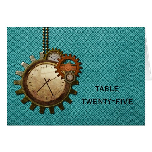 ヴィンテージ時計台番号カード、ターコイズ (正面横)