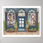 ヴィンテージ時計店ウォーターカラーポスター ポスター (正面)