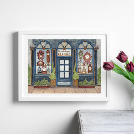 ヴィンテージ時計店ウォーターカラーポスター ポスター