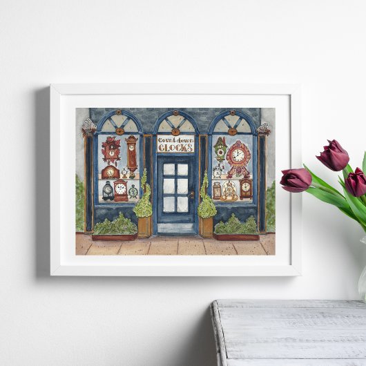 ヴィンテージ時計店ウォーターカラーポスター ポスター