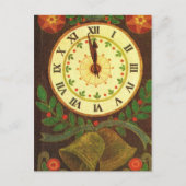 ヴィンテージ時計、カウントダウンからクリスマス シーズンポストカード (正面)