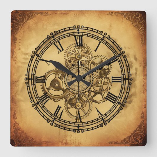 ヴィンテージ時計 スクエア壁時計 (正面)