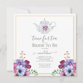 ヴィンテージ時間の茶パーティーブライダルシャワー 招待状 (正面)