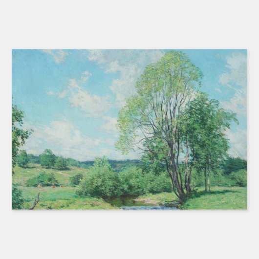 ヴィンテージ景観樹木のシーンの切り離し切り離し ラッピングペーパーシート (正面3)
