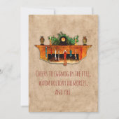 ヴィンテージ暖炉ストッキングホリーコージークリスマス シーズンカード (正面)