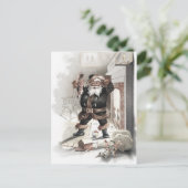 ヴィンテージ暖炉ca1875の前のコミカルなサンタ ポストカード (スタンド正面)