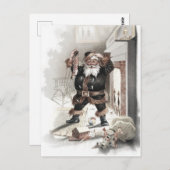 ヴィンテージ暖炉ca1875の前のコミカルなサンタ ポストカード (正面/裏面)