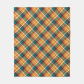 ヴィンテージ暖秋カラーズプレイドタータンチェックパターン フリースブランケット (正面)