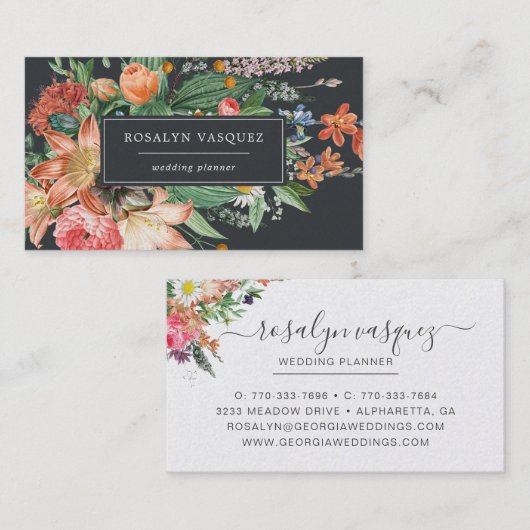 ヴィンテージ暗いフローラオン黒 | シグネチャー 名刺 (正面/裏面)