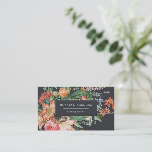 ヴィンテージ暗いフローラオン黒 | シグネチャー 名刺 (スタンド正面)