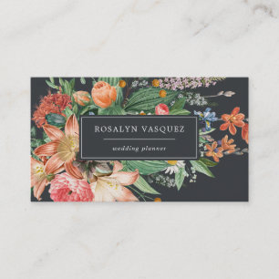 ヴィンテージ暗いフローラオン黒   シグネチャー 名刺