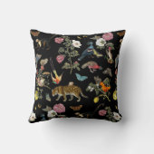ヴィンテージ暗色植物野生動物 クッション (裏面)