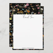 ヴィンテージ暗色植物野生動物 サンキューカード (正面/裏面)